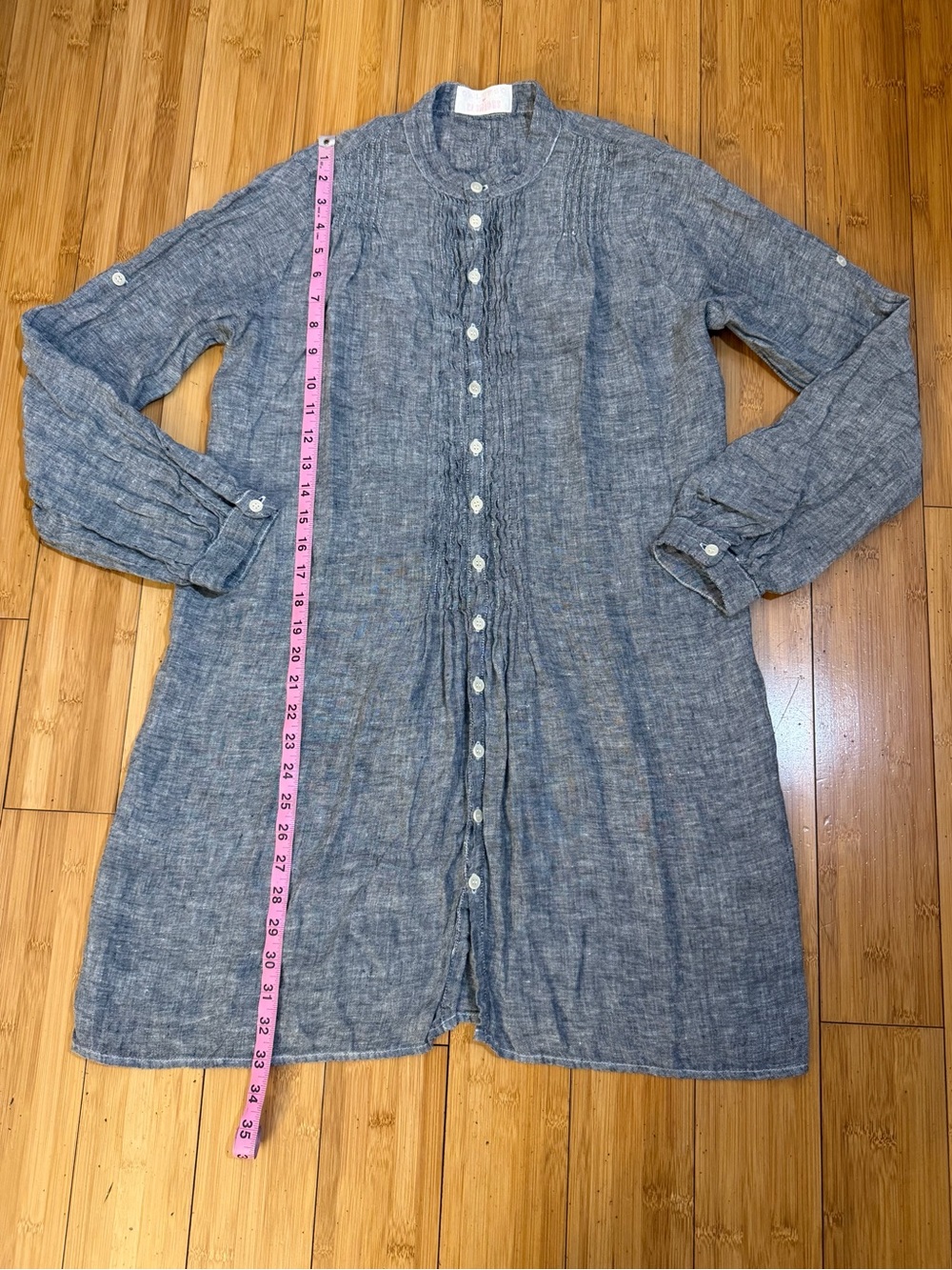 CP Shades x Calypso Light Blue Linen Pintuck Tunic Grey Blue Size XS - Picture 11 of 13